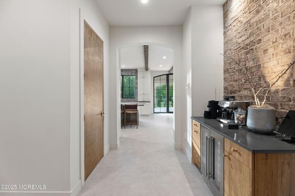 Interior, Kitchen, Recessed Lighting, Stone Walls