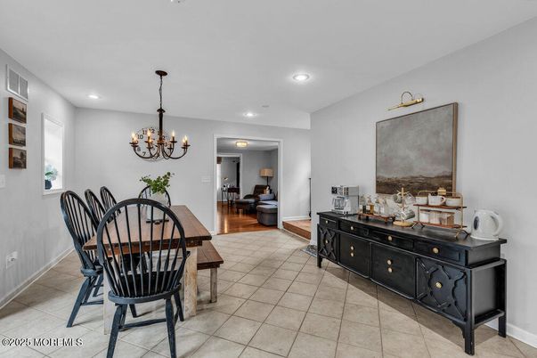 Chandelier, Dining room, Interior, Recessed Lighting