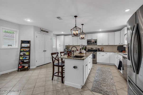 Interior, Kitchen, Pendant Lights, Recessed Lighting, Stainless Steel Appliances