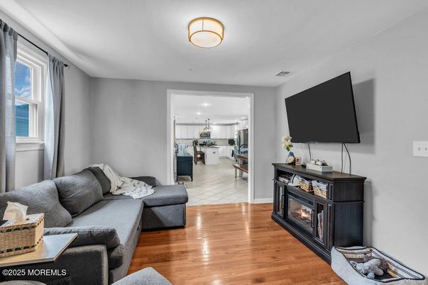 Fireplace, Interior, Kitchen, Living room, Wood Texture Flooring
