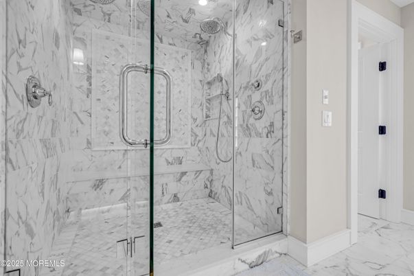 Bathroom, Glass Shower, Interior, Marble, Marble Walls