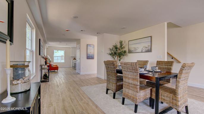 Dining room, Interior, Recessed Lighting, Wood Texture Flooring