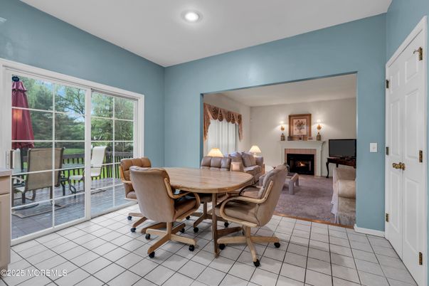 Dining room, Fireplace, Interior, Recessed Lighting