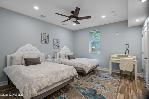 Bedroom, Home Office, Interior, Recessed Lighting, Wood Texture Flooring