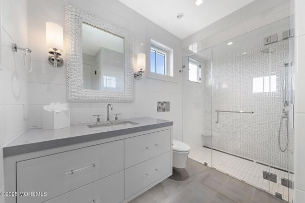 Bathroom, Dual Sink Vanities, Glass Shower, Interior, Recessed Lighting