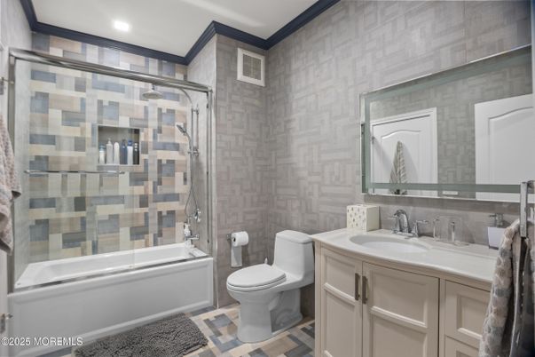 Bathroom, Glass Shower, Interior, Recessed Lighting
