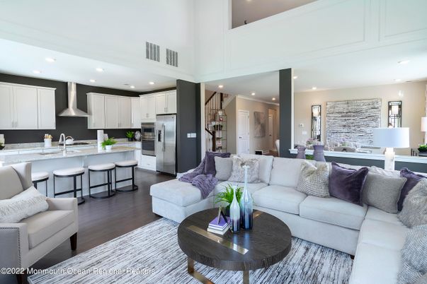 Dining room, Interior, Kitchen, Living room, Recessed Lighting, Stainless Steel Appliances, Wood Texture Flooring