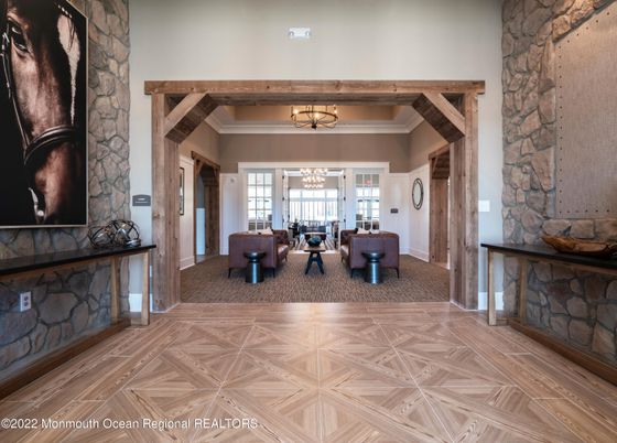 Chandelier, Fireplace, Interior, Stone Walls, Wooden Beams, Wood Texture Flooring