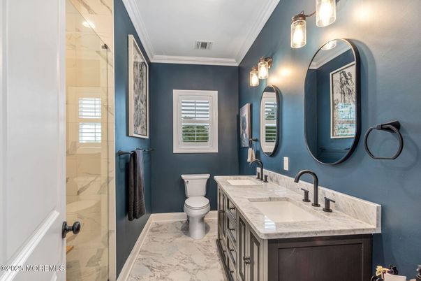 Bathroom, Dual Sink Vanities, Interior, Marble, Marble Walls