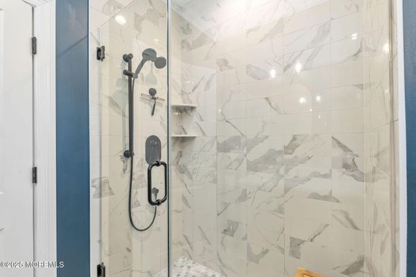 Bathroom, Glass Shower, Interior, Marble Walls