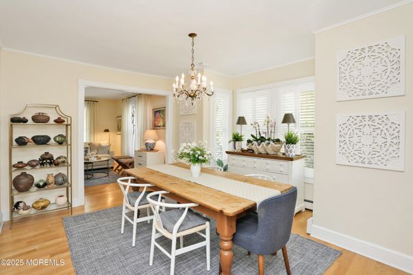Chandelier, Dining room, Interior, Wood Texture Flooring