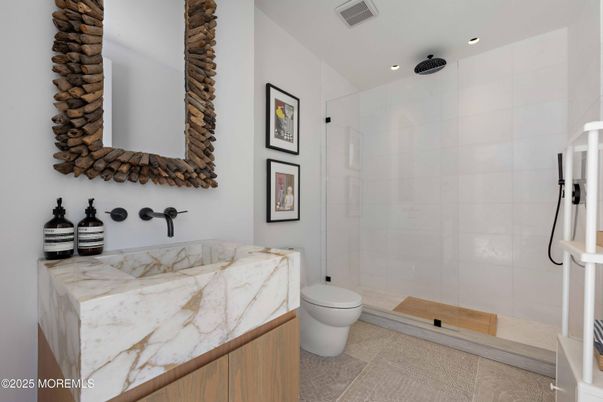 Bathroom, Glass Shower, Interior, Recessed Lighting