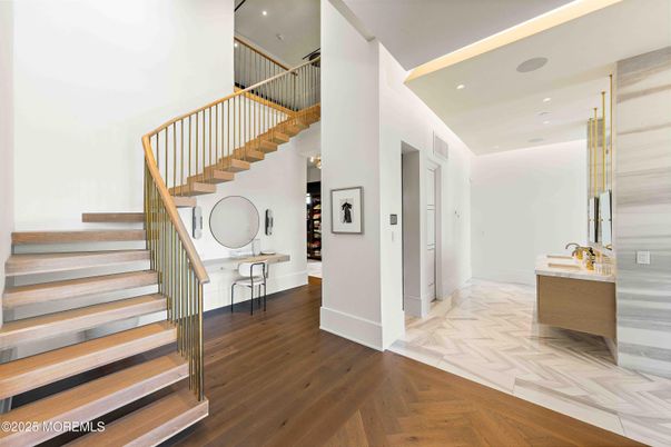 Interior, Marble, Recessed Lighting, Wood Texture Flooring