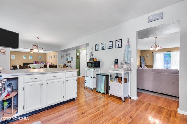 Interior, Kitchen, Pendant Lights, Wood Texture Flooring