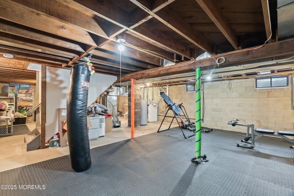 Fitness Equipment, Interior, Stone Walls, Wooden Beams