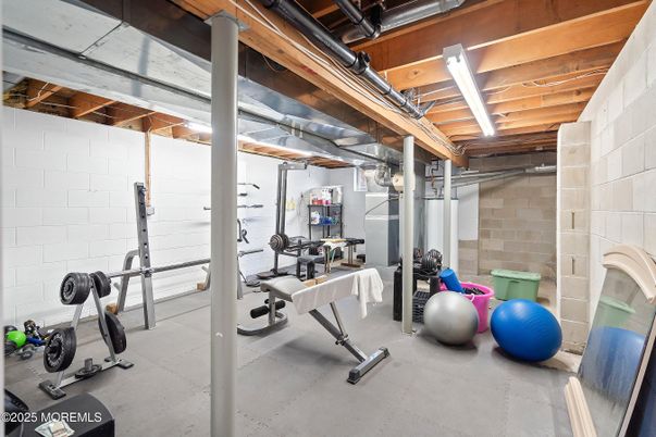 Fitness Equipment, Interior, Stone Walls, Wooden Beams