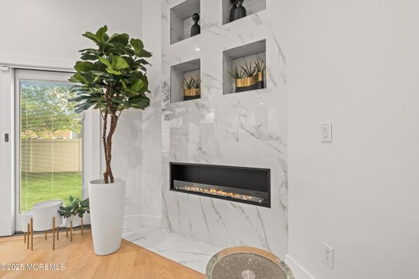 Fireplace, Interior, Marble Walls, Wood Texture Flooring