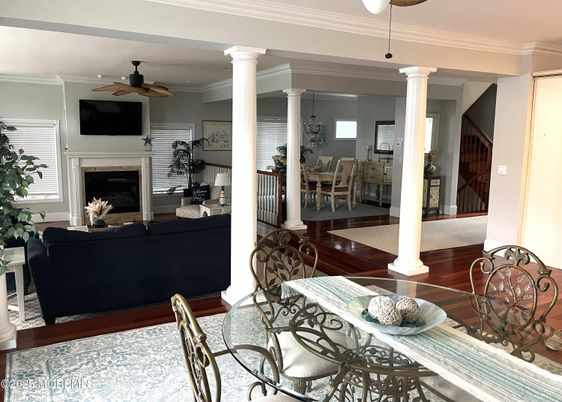 Dining room, Fireplace, Interior, Living room