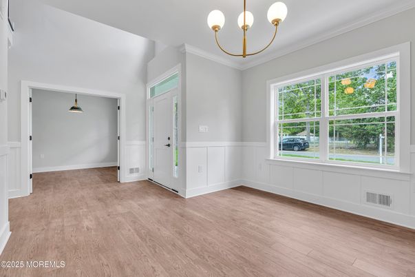 Chandelier, Empty room, Interior, Pendant Lights, Wood Texture Flooring