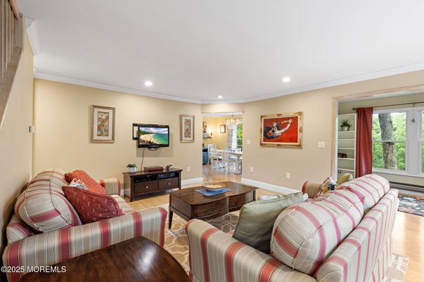 Interior, Living room, Recessed Lighting, Wood Texture Flooring