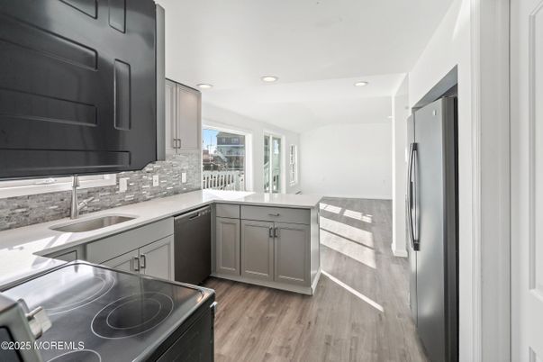 Interior, Kitchen, Recessed Lighting, Wood Texture Flooring