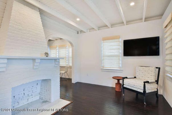 Fireplace, Interior, Recessed Lighting, Wood Texture Flooring