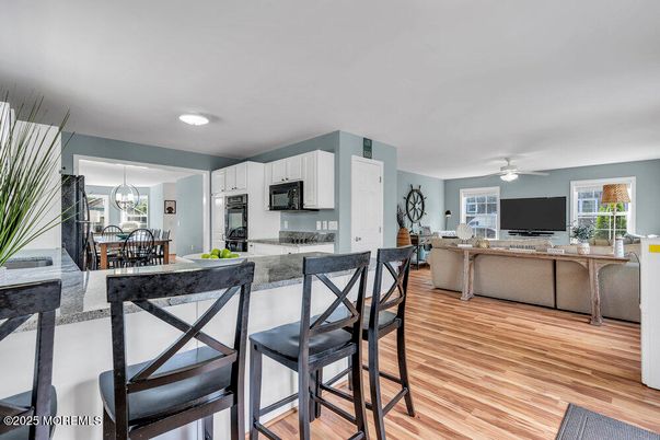 Dining room, Interior, Kitchen, Living room, Recessed Lighting, Wood Texture Flooring
