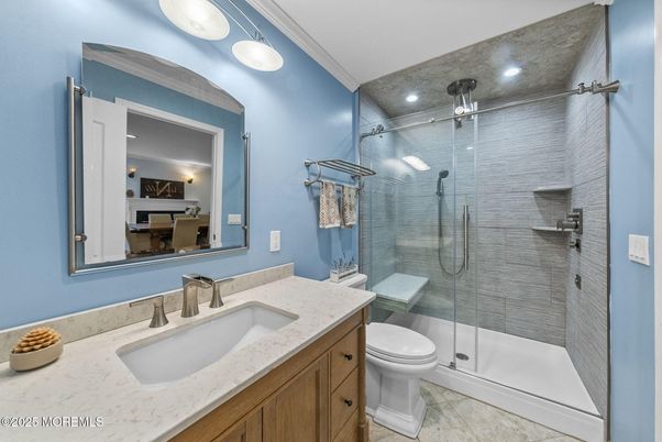 Bathroom, Glass Shower, Interior, Recessed Lighting