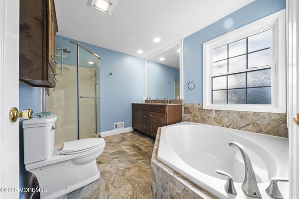 Bathroom, Glass Shower, Interior, Recessed Lighting