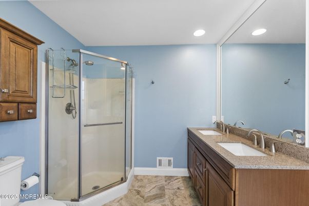 Bathroom, Glass Shower, Interior, Recessed Lighting
