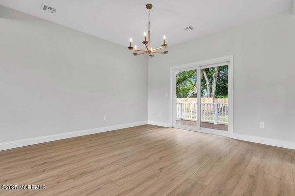 Empty room, Interior, Pendant Lights, Wood Texture Flooring