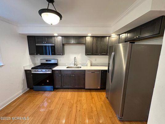 Interior, Kitchen, Stainless Steel Appliances, Wood Texture Flooring
