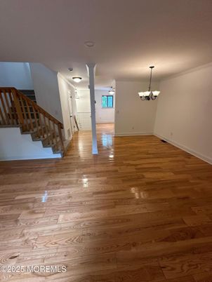 Chandelier, Empty room, Interior, Wood Texture Flooring