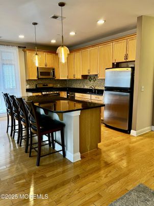 Interior, Kitchen, Pendant Lights, Recessed Lighting, Wood Texture Flooring