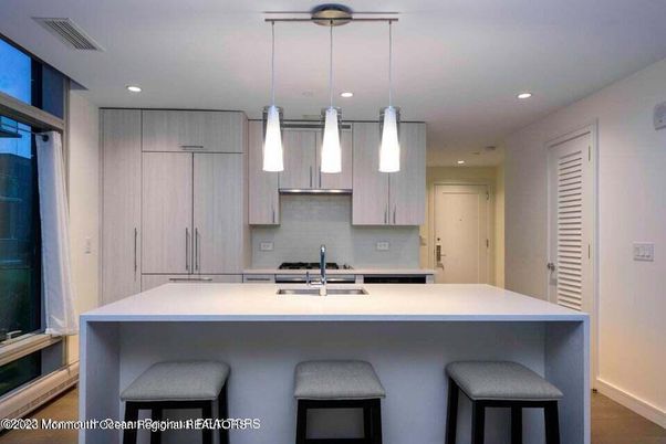 Interior, Kitchen, Pendant Lights, Recessed Lighting, Wood Texture Flooring