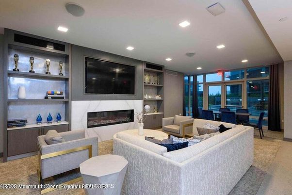 Dining room, Fireplace, Interior, Living room, Recessed Lighting