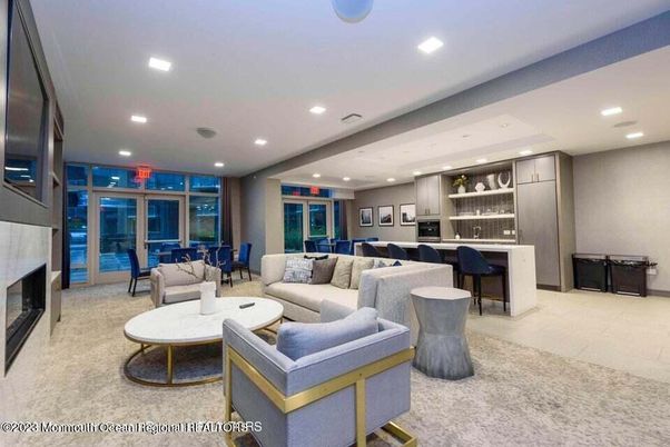 Dining room, Fireplace, Interior, Kitchen, Living room, Recessed Lighting, Stainless Steel Appliances
