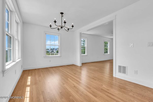 Chandelier, Empty room, Interior, Wood Texture Flooring
