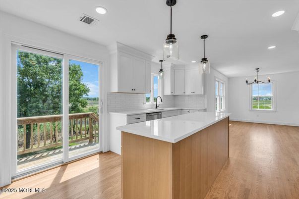 Interior, Kitchen, Pendant Lights, Recessed Lighting, Wood Texture Flooring