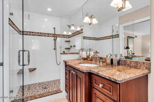 Bathroom, Dual Sink Vanities, Glass Shower, Interior, Recessed Lighting
