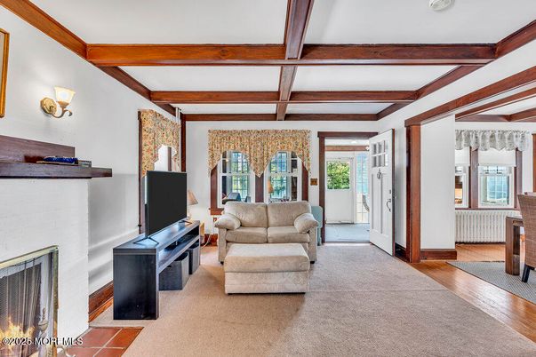 Fireplace, Interior, Living room, Wooden Beams, Wood Texture Flooring