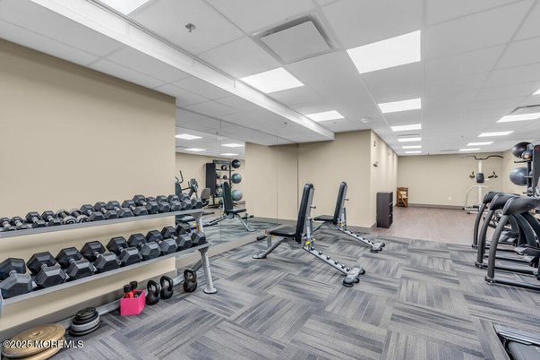 Fitness Equipment, Interior, Recessed Lighting, Wood Texture Flooring