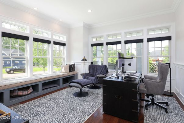 Home Office, Interior, Recessed Lighting, Wood Texture Flooring