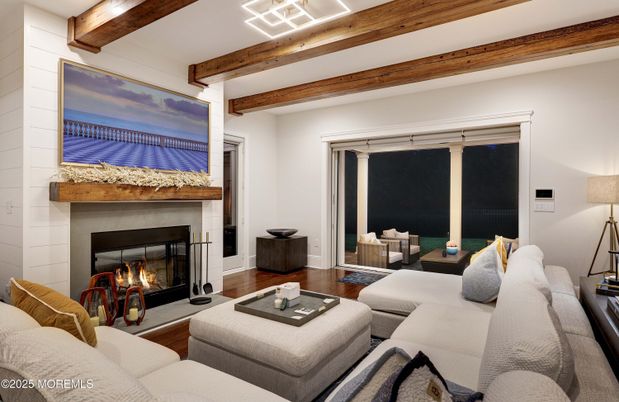 Fireplace, Interior, Living room, Wooden Beams, Wood Texture Flooring