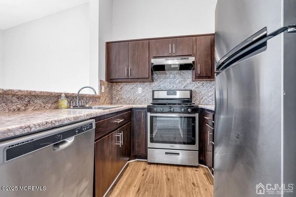 Interior, Kitchen, Stainless Steel Appliances, Wood Texture Flooring