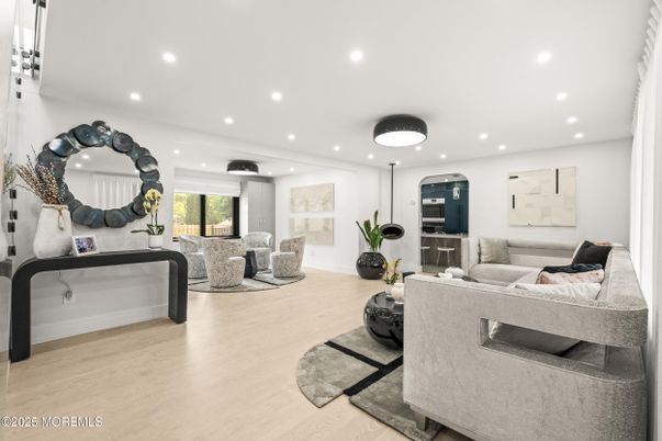 Interior, Living room, Recessed Lighting, Wood Texture Flooring
