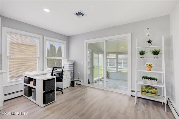 Home Office, Interior, Recessed Lighting, Wood Texture Flooring