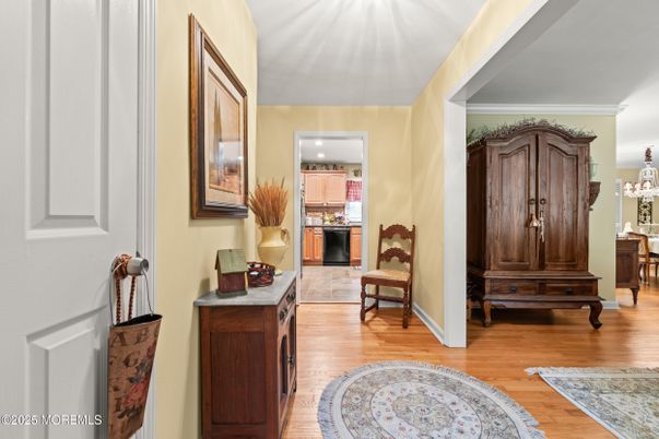 Chandelier, Interior, Kitchen, Recessed Lighting, Wood Texture Flooring