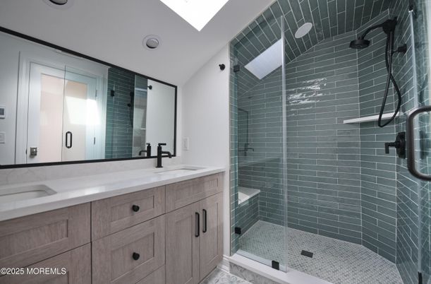 Bathroom, Dual Sink Vanities, Glass Shower, Interior, Recessed Lighting