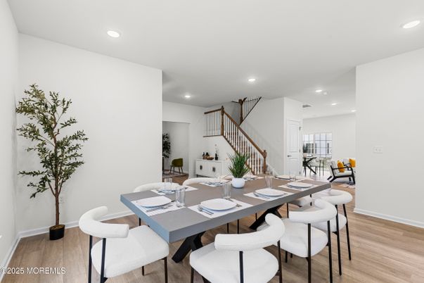 Dining room, Interior, Recessed Lighting, Wood Texture Flooring